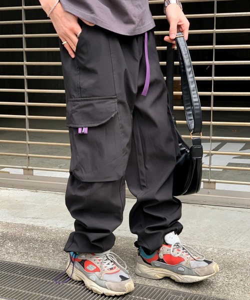 link lot ワイドパンツ カーゴパンツ ワイドレッグナイロンカーゴ 
