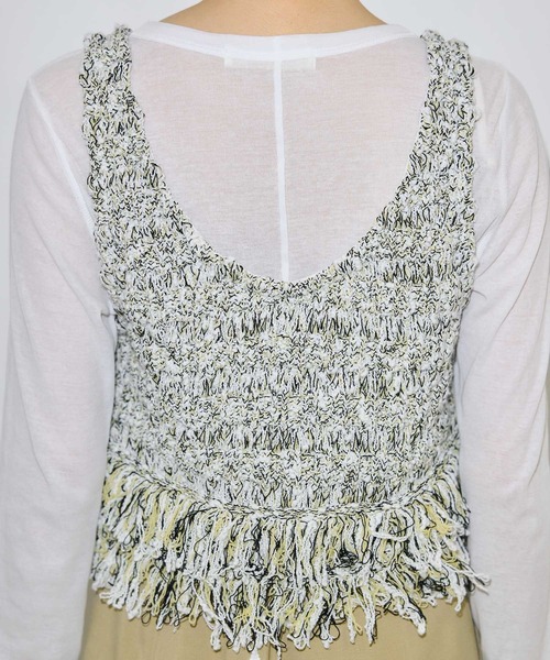 週末値下 ドゥロワー　RESORT2 5Gフリンジニットベスト 最終値下 ドゥロワーRESORT2 5Gフリンジニットベスト