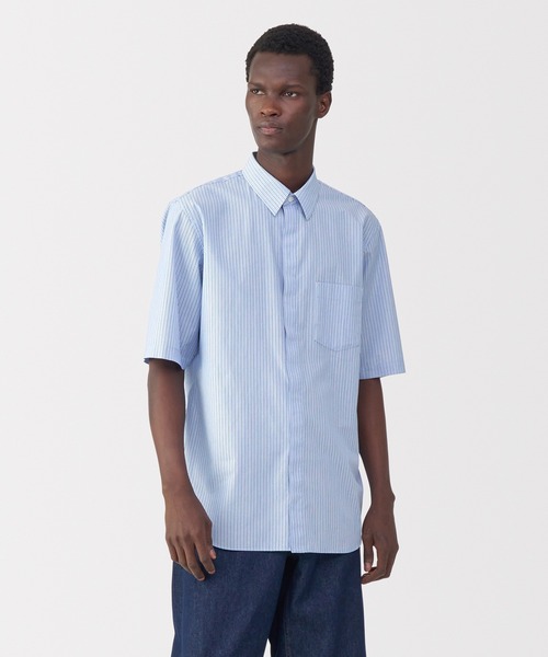 シャツ 「MUJI Labo」紳士 ポプリン比翼半袖シャツ メンズ