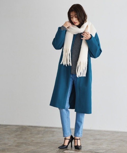 「Pierrot」 ノーカラーコート S モカ レディース_画像5