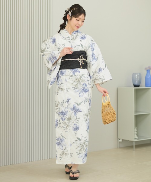 【美品】DAZZY 百合柄浴衣 兵児帯、GRL兵児帯 帯紐 下駄 5点セット 美品】DAZZY 百合柄浴衣 兵児帯、GRL兵児帯 帯紐 下駄 5点セット