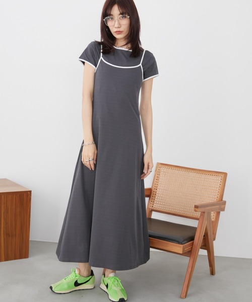 Auntie Rosa Holiday ワンピース カットパイピングレイヤード