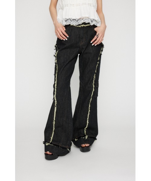 LAGUA GEM HEM STUDS フレアデニム 24インチ STUDS BELT FLARE デニム（デニムパンツ）｜LAGUA GEM