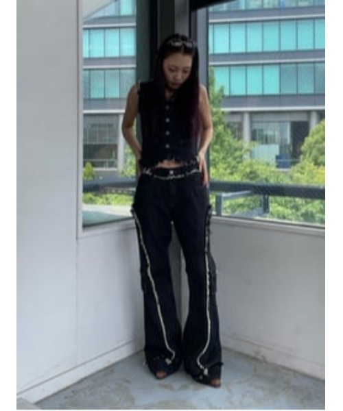 LAGUA GEM ジーンズ デニム デニムパンツ FRINGE LINE FLARE