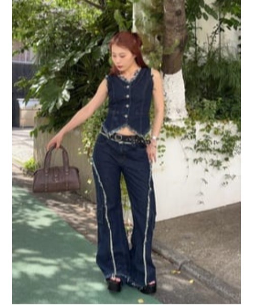LAGUA GEM ジーンズ デニム デニムパンツ FRINGE LINE FLARE