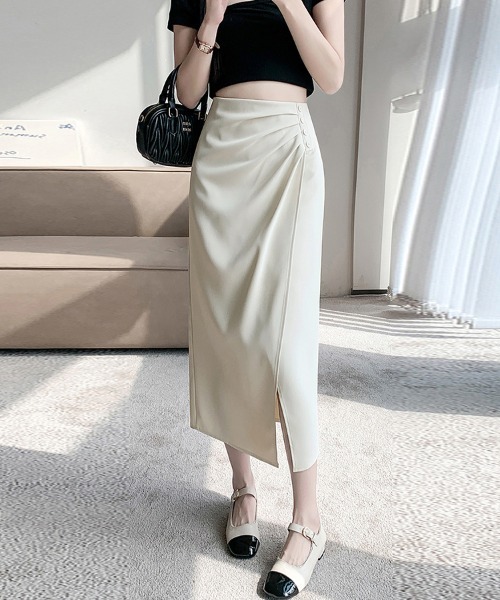 スリットサロンスカート JOSE MOON スカート CRUMPLED SLIT SKIRT/クランプルスリット