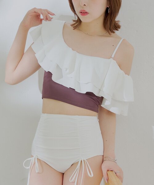Chico 水着 「水着/トップス」ダブルフリルワンショルトップス