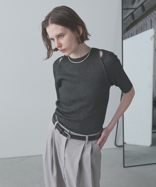 APRIORITY Tシャツ カットアウト レース ユニセックス オーバー Aunt Marie's（アントマリーズ） tシャツ カットアウトラメシアー