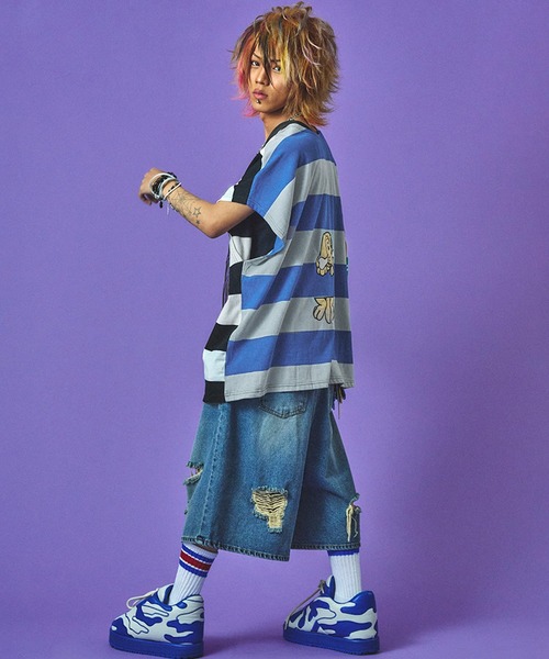 【GALFY/ガルフィー】GALFY ボーダーTシャツ GALFY tシャツ 「GALFY/ガルフィー」ウェイウェイ2WAYボーダー