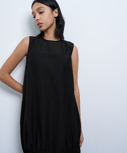 LANVIN en Bleu ワンピース シアージャガードギャザーヘムワンピース