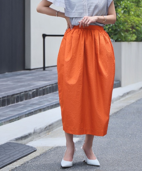 20471120 スカート　ミモレ丈 ELFRANK スカート タフタコクーンミモレ丈スカート : ZOZOTOWN Yahoo