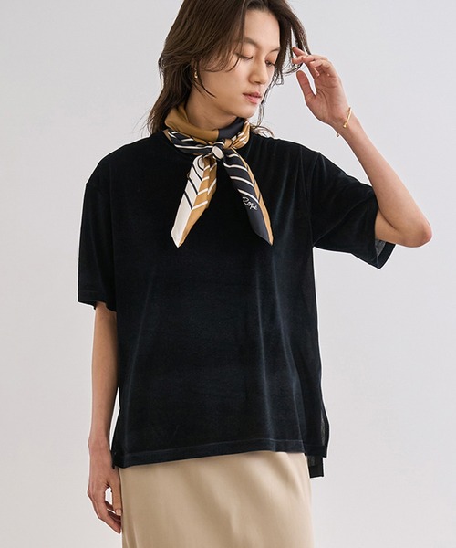 tシャツ 「洗える」シアーベロアTシャツ レディース