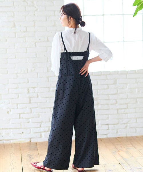 Feroux（フェルゥ） サロペット オーバーオール ドットフロッキー