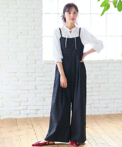 Feroux（フェルゥ） サロペット オーバーオール ドットフロッキー