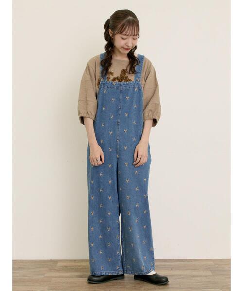 Samansa Mos2（サマンサモスモス） サロペット オーバーオール 刺繍