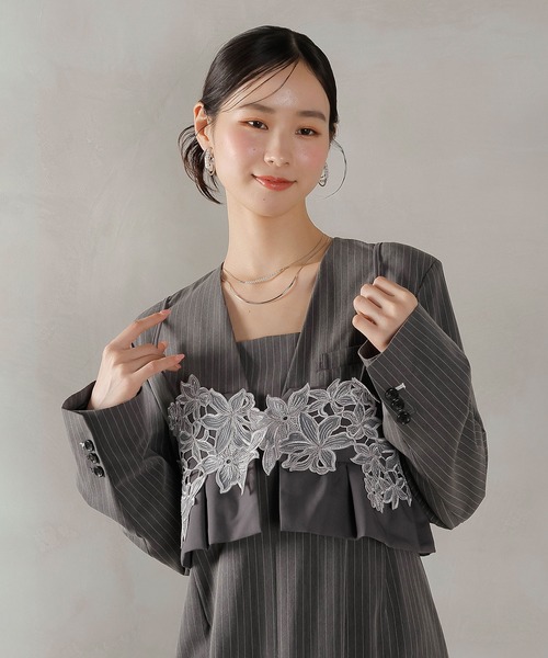 Kana ドレス ストライプテーラード ビスチェ ドレス 2点セット