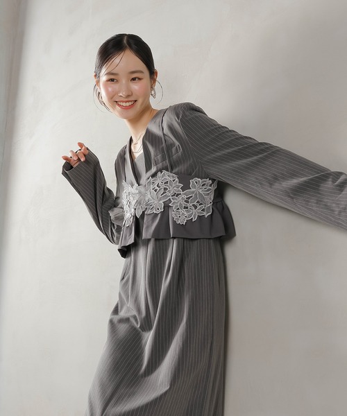 Kana ドレス ストライプテーラード ビスチェ ドレス 2点セット