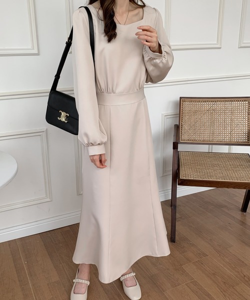 「ECLIN」 長袖ワンピース FREE ベージュ レディース_画像6