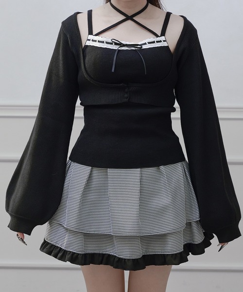 【完売品】Pal elfy ハシゴレースアンサンブルニット Pal elfy カーディガン ハシゴレースアンサンブルニット レディース