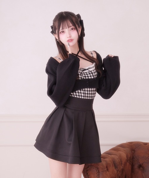 【完売品】Palelfy ハシゴレースアンサンブルニット　ブラック系その他 Pal elfy ニット セーター ハシゴレースアンサンブルニット レディース