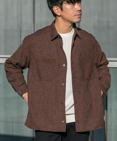 URBAN RESEARCH ROSSO MEN シャツ ツイードサイドポケットシャツ