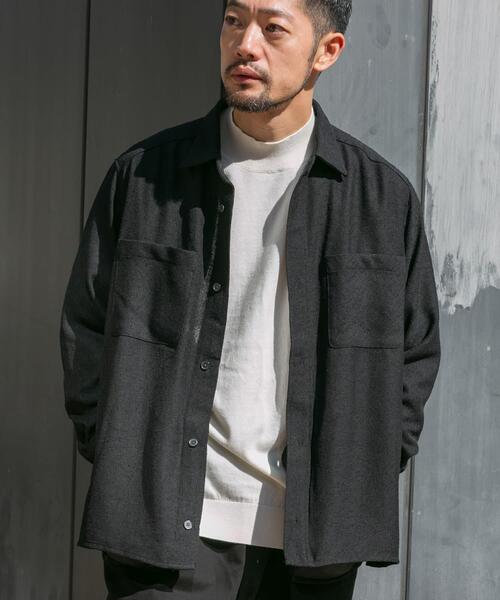 URBAN RESEARCH ROSSO MEN シャツ ツイードサイドポケットシャツ