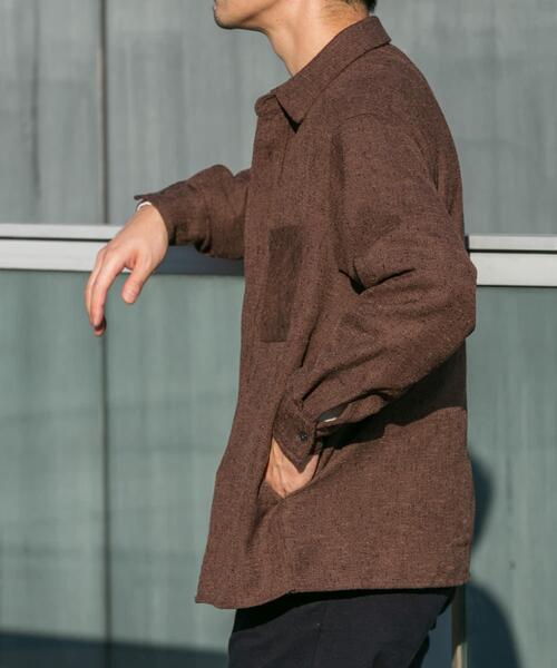 URBAN RESEARCH ROSSO MEN シャツ ツイードサイドポケットシャツ