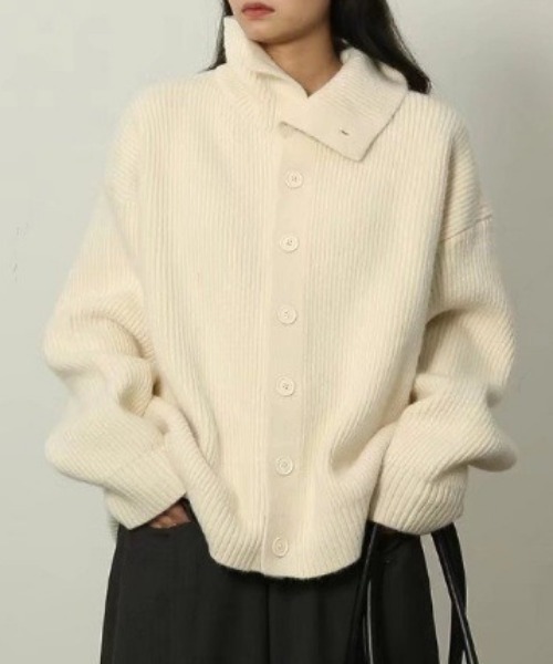カーディガン ベーシックハイネックカーディガン レディース