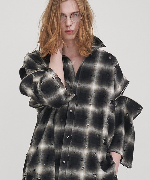 SeeSew シャツ 「UNISEX」2-ZIP DAMAGE HS SHIRTS/2-ZIPダメージシャツ