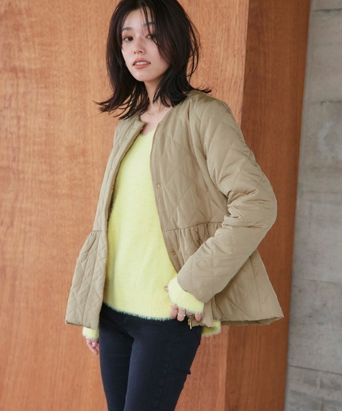 「Pierrot」 キルティングブルゾン M ブラウン レディース_画像4