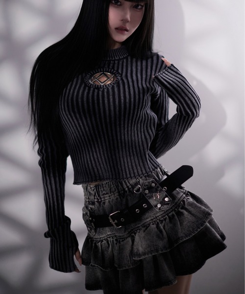 「REFLEM」 長袖ニット FREE ブラック レディース_画像6