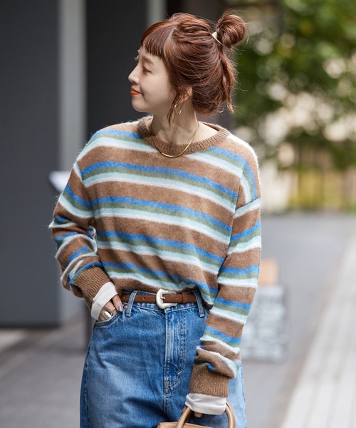 「B.C STOCK」 長袖ニット FREE ブラウン レディース_画像6