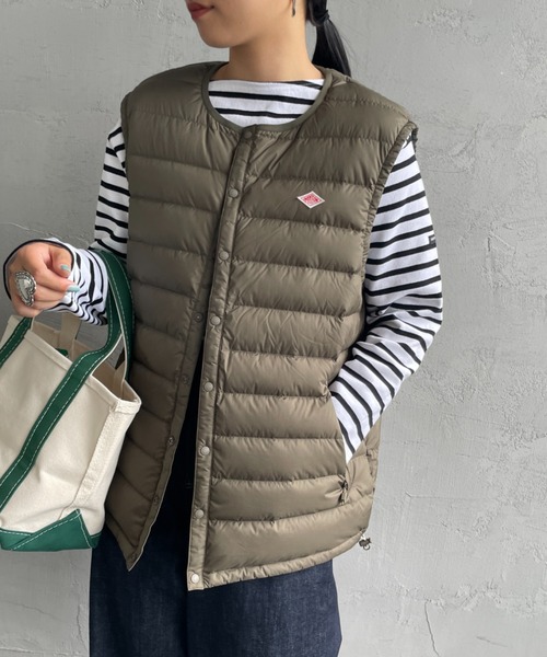 Danton（ダントン） ダウンベスト L オリーブ レディース : ZOZOTOWN