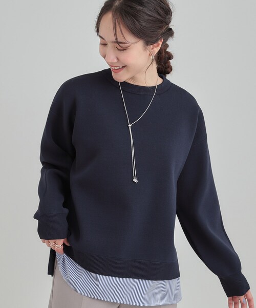 THE TOE(ザトゥー) 長袖セーター サイズL レディース - ダークネイビー クルーネック/オーバーサイズ SHOO・LA・RUE（シューラルー） ニット セーター 「高レビュー/洗濯機
