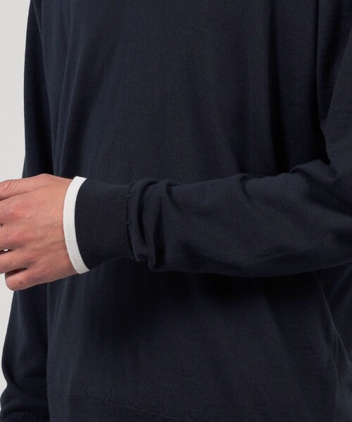 JOHN SMEDLEY」 長袖ニット M ネイビー メンズ ジョンスメドレー JOHN