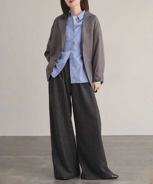 新品SHINYA KOZUKAストライプ ワイドパンツウール男女兼用 SHINYA KOZUKAストライプ ワイドパンツウール男女兼用 SHINYA KOZUKA