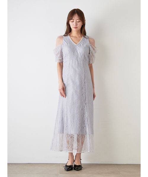 snidel スナイデル ドレス レース Mサイズ SNIDEL（スナイデル） ドレス ラメブレードVネックレースドレス