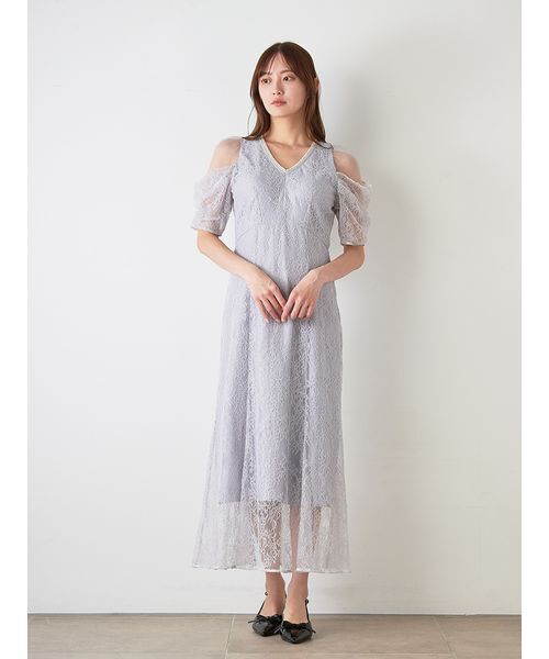 SNIDEL（スナイデル） ドレス ラメブレードVネックレースドレス