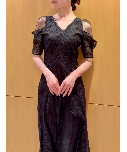 SNIDEL（スナイデル） ドレス ラメブレードVネックレースドレス