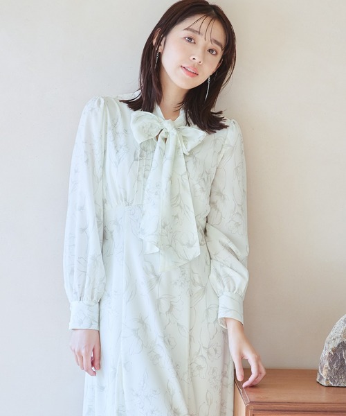 「mysty woman」 長袖ワンピース FREE アイボリー レディース_画像2