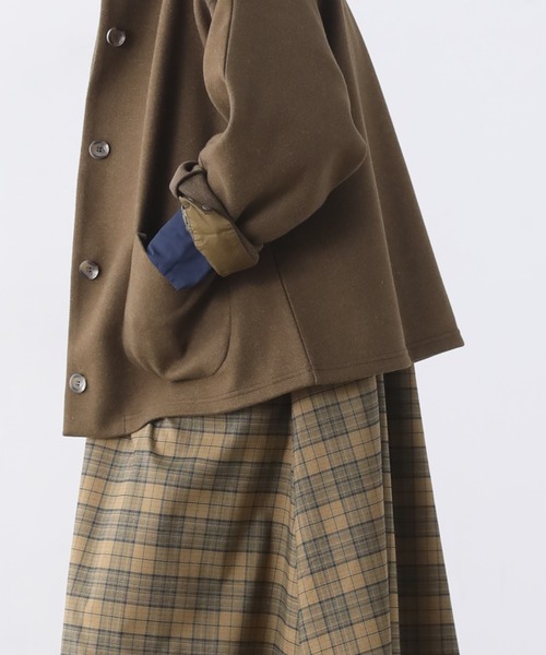 「Kelen」 ノーカラーコート M カーキ レディース_画像7