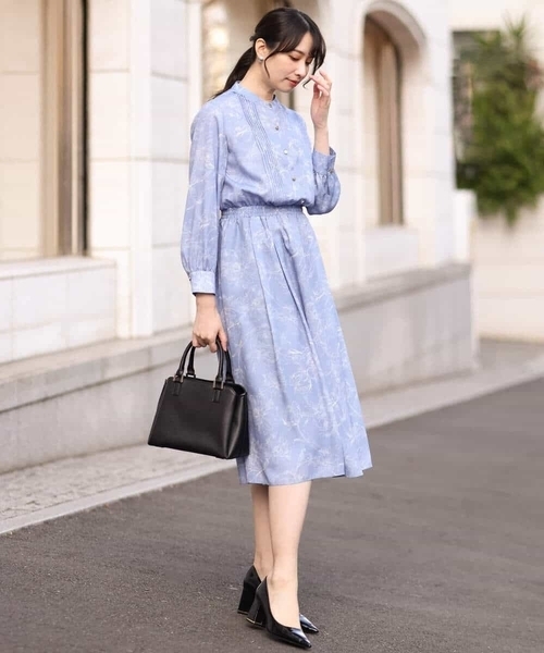 「OFUON le MK」 長袖ワンピース 38 ライトブルー レディース_画像6