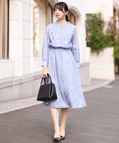 「OFUON le MK」 長袖ワンピース 38 ライトブルー レディース_画像8