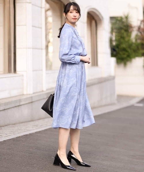 「OFUON le MK」 長袖ワンピース 38 ライトブルー レディース_画像9