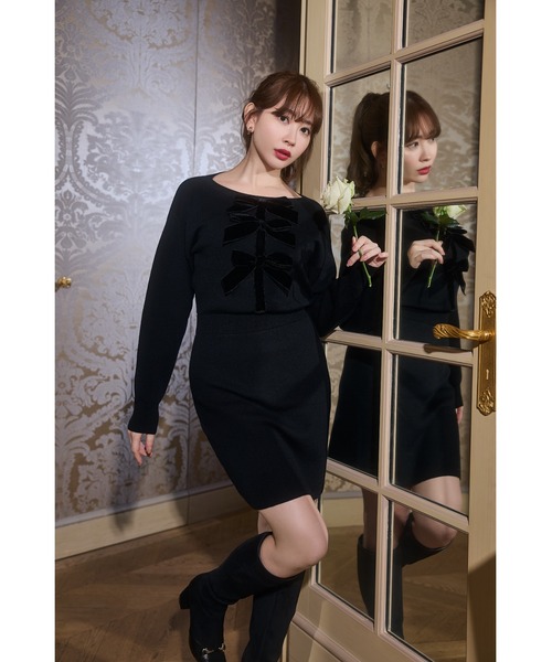 【Her lip to】 /ニットワンピ/ M Her lip to ニットワンピース M ブラック レディース : ZOZOTOWN Yahoo