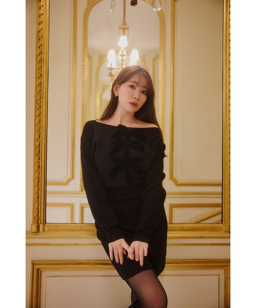 「Her lip to」 ニットワンピース M ブラック レディースの画像