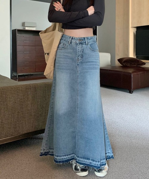 「aimoha」 デニムスカート LARGE ブルー レディース_画像5