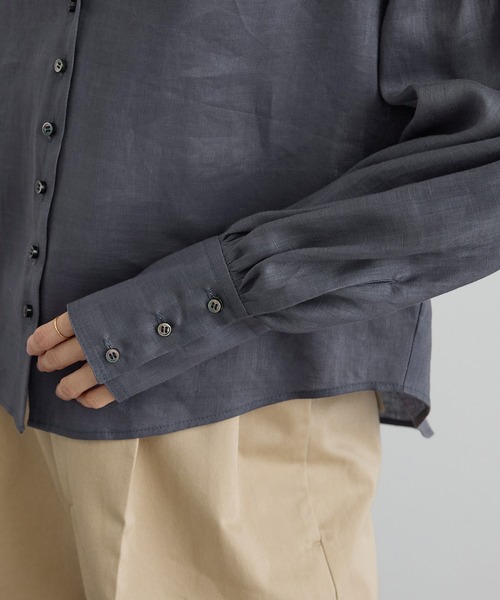 ブラウス シャツ リネンスキッパーギャザーブラウス / GENTLE LINEN 新色追加 レディースの画像