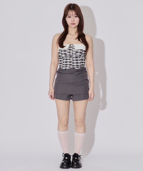 ALLuRing ChaRm チューブトップ ベアトップ Tweed-style Block Check