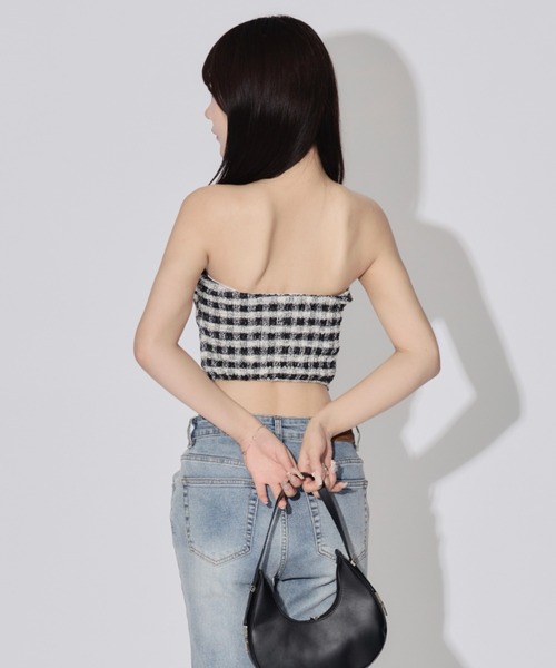 ALLuRing ChaRm チューブトップ ベアトップ Tweed-style Block Check